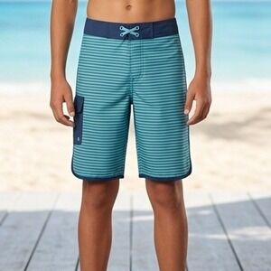 Cat & Jack Swim Shorts Board Trunks Boys XL 16 Striped UV Protection Mesh Lined